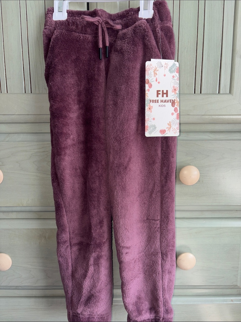 NWT Girls 6X Plush Pants - Plum